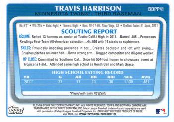 2011 Bowman Draft Picks & Prospects - Chrome Prospects #BDPP41 Travis Harrison Back