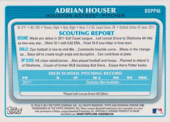 2011 Bowman Draft Picks & Prospects - Chrome Prospects #BDPP46 Adrian Houser Back
