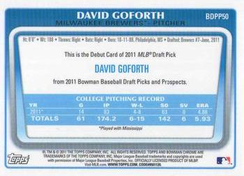 2011 Bowman Draft Picks & Prospects - Chrome Prospects #BDPP50 David Goforth Back