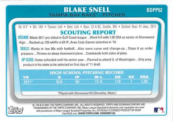 2011 Bowman Draft Picks & Prospects - Chrome Prospects #BDPP52 Blake Snell Back