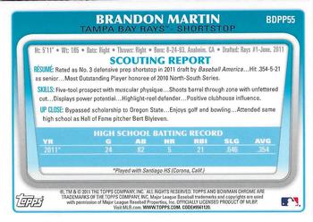 2011 Bowman Draft Picks & Prospects - Chrome Prospects #BDPP55 Brandon Martin Back