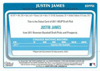 2011 Bowman Draft Picks & Prospects - Chrome Prospects #BDPP60 Justin James Back