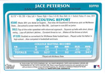2011 Bowman Draft Picks & Prospects - Chrome Prospects #BDPP69 Jace Peterson Back