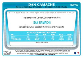 2011 Bowman Draft Picks & Prospects - Chrome Prospects #BDPP72 Dan Gamache Back