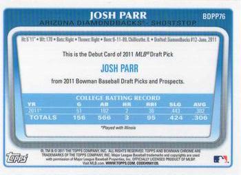 2011 Bowman Draft Picks & Prospects - Chrome Prospects #BDPP76 Josh Parr Back