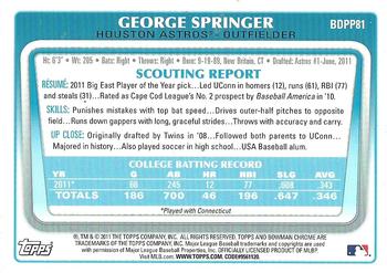 2011 Bowman Draft Picks & Prospects - Chrome Prospects #BDPP81 George Springer Back