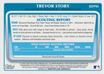 2011 Bowman Draft Picks & Prospects - Chrome Prospects #BDPP84 Trevor Story Back