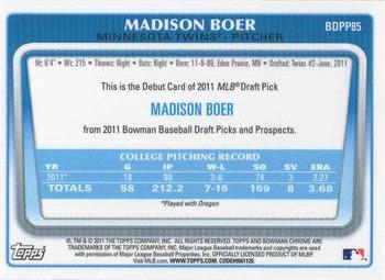 2011 Bowman Draft Picks & Prospects - Chrome Prospects #BDPP85 Madison Boer Back