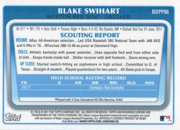 2011 Bowman Draft Picks & Prospects - Chrome Prospects #BDPP86 Blake Swihart Back