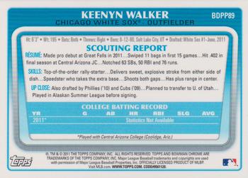 2011 Bowman Draft Picks & Prospects - Chrome Prospects #BDPP89 Keenyn Walker Back
