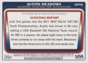 2011 Bowman Draft Picks & Prospects - Chrome Prospects #BDPP100 Austin Meadows Back