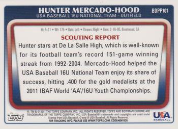 2011 Bowman Draft Picks & Prospects - Chrome Prospects #BDPP101 Hunter Mercado-Hood Back
