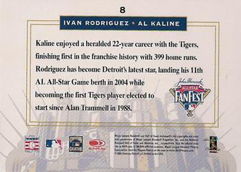 2005 All-Star FanFest #8 Ivan Rodriguez, Al Kaline (Donruss) Back