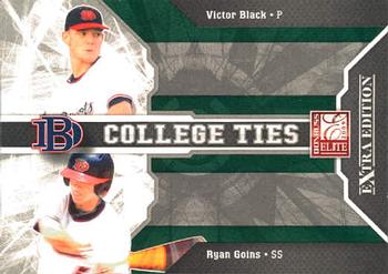 2009 Donruss Elite Extra Edition - College Ties Green #16 Victor Black / Ryan Goins Front