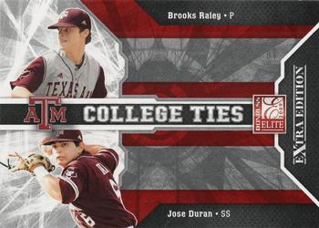 2009 Donruss Elite Extra Edition - College Ties Red #10 Brooks Raley / Jose Duran Front