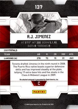 2009 Donruss Elite Extra Edition - Aspirations Signatures Die Cut #137 A.J. Jimenez Back