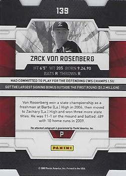 2009 Donruss Elite Extra Edition - Aspirations Signatures Die Cut #139 Zack Von Rosenberg Back