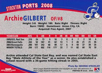 2008 Grandstand Stockton Ports #16 Archie Gilbert Back