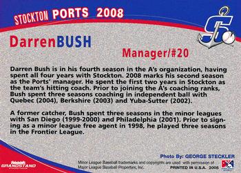 2008 Grandstand Stockton Ports #5 Darren Bush Back