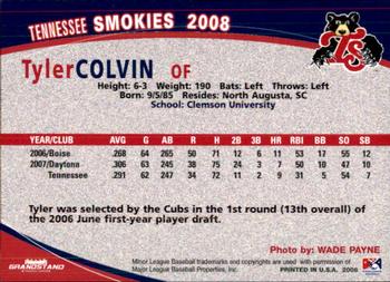 2008 Grandstand Tennessee Smokies #NNO Tyler Colvin Back