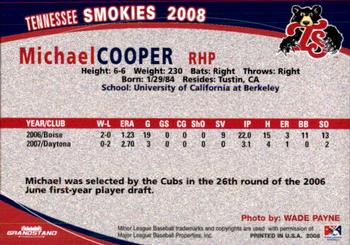 2008 Grandstand Tennessee Smokies #NNO Michael Cooper Back
