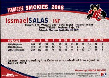 2008 Grandstand Tennessee Smokies #NNO Issmael Salas Back