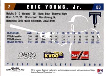 2008 Grandstand Tulsa Drillers #28 Eric Young Jr. Back