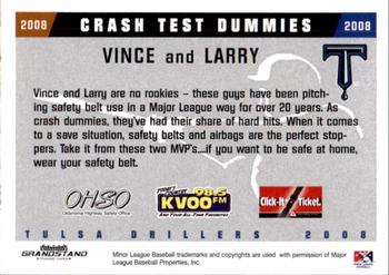 2008 Grandstand Tulsa Drillers #29 Vince and Larry Crash Dummies Back
