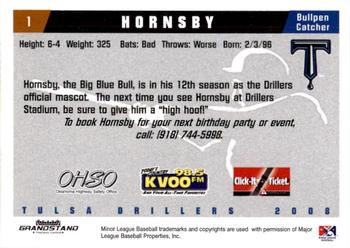 2008 Grandstand Tulsa Drillers #30 Hornsby Back