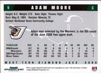 2008 Grandstand West Tenn Diamond Jaxx #18 Adam Moore Back