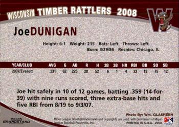 2008 Grandstand Wisconsin Timber Rattlers #NNO Joe Dunigan Back