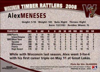 2008 Grandstand Wisconsin Timber Rattlers #NNO Alex Meneses Back