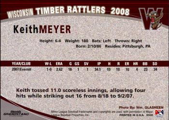 2008 Grandstand Wisconsin Timber Rattlers #NNO Keith Meyer Back