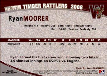 2008 Grandstand Wisconsin Timber Rattlers #NNO Ryan Moorer Back