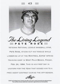 2012 Leaf Pete Rose The Living Legend #43 Pete Rose Back