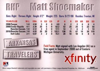 2011 Grandstand Arkansas Travelers #NNO Matt Shoemaker Back