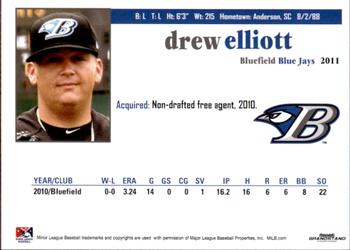 2011 Grandstand Bluefield Blue Jays #7 Drew Elliott Back