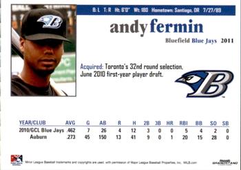 2011 Grandstand Bluefield Blue Jays #9 Andy Fermin Back