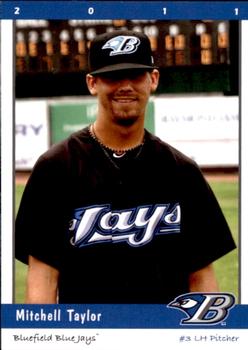 2011 Grandstand Bluefield Blue Jays #28 Mitchell Taylor Front