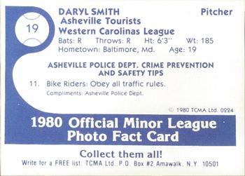 1980 TCMA Asheville Tourists #19 Daryl Smith Back