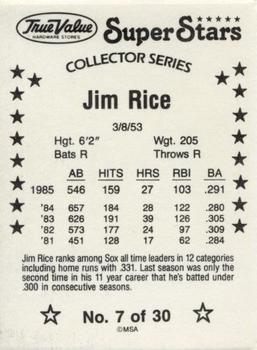 1986 True Value #7 Jim Rice Back