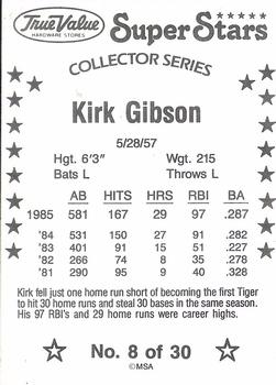 1986 True Value #8 Kirk Gibson Back