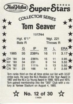 1986 True Value #12 Tom Seaver Back