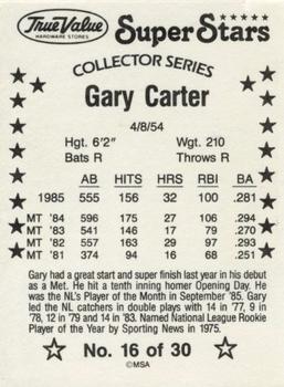 1986 True Value #16 Gary Carter Back