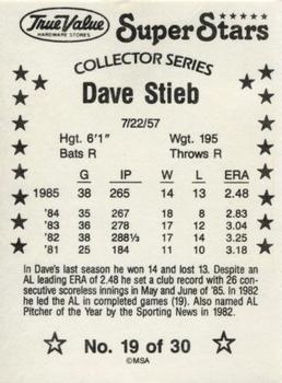 1986 True Value #19 Dave Stieb Back