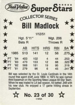 1986 True Value #23 Bill Madlock Back