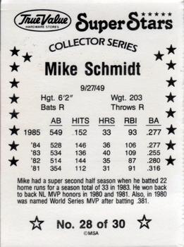 1986 True Value #28 Mike Schmidt Back