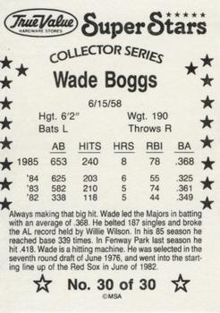 1986 True Value #30 Wade Boggs Back
