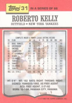 1990 Topps TV New York Yankees #31 Roberto Kelly Back