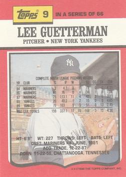 1990 Topps TV New York Yankees #9 Lee Guetterman Back